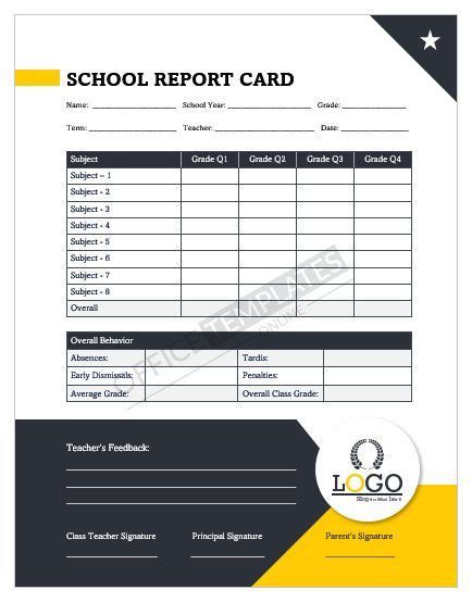 Editable High School Report Card Template In Ms Word Report Card