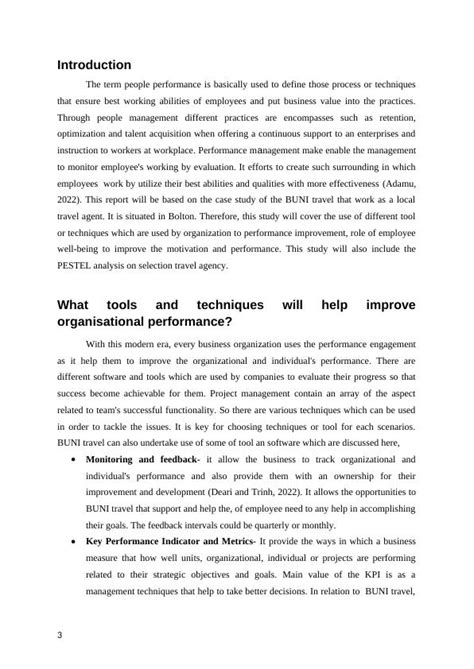 Tools And Techniques For Organisational Performance Improvement And