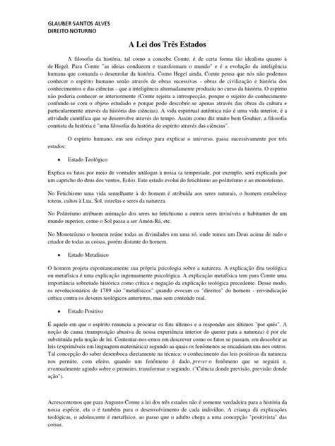 A Lei dos Três Estados de Comte | PDF | Science | Ciência Filosófica