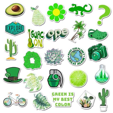 Green Stickers Aesthetic Stickers Green Sticker Scrapbook Stickers Printable