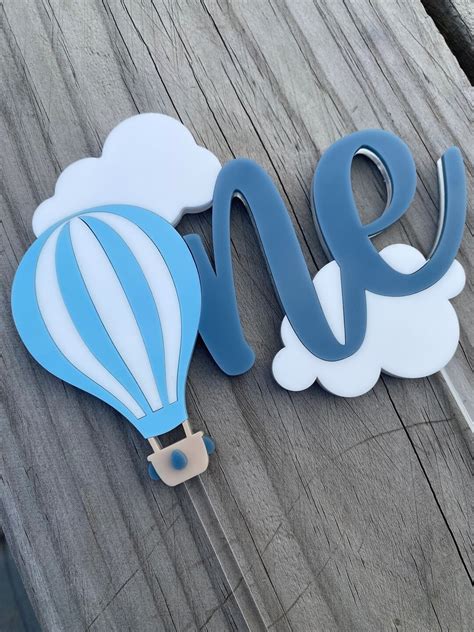 Hot Air Balloon One Acrylic Cake Topper Etsy Australia