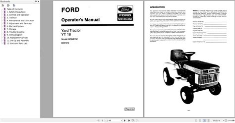 New Holland Ford Yt Yard Tractor Operator S Manual