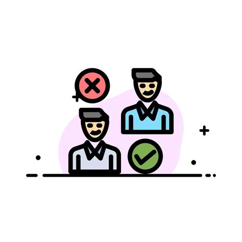 Group User Job Good Cancel Business Flat Line Filled Icon Vector Banner