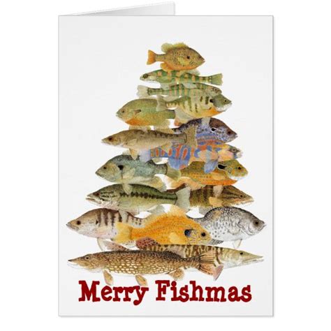 Merry Fishmas Freashwater Fish Christmas Tree Card