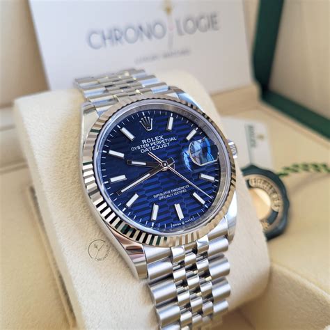 Rolex Datejust 36 Steel And White Gold 126234 Bright Blue Fluted Motif