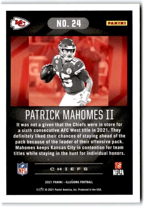 2021 Panini Illusions 24 Patrick Mahomes Ii Kansas City Chiefs Yaxa