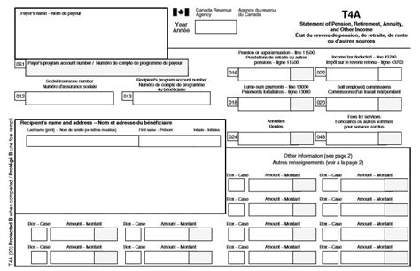 T4A slip: Statement of Pension, Retirement, Annuity, and Other Income - Personal income tax ...