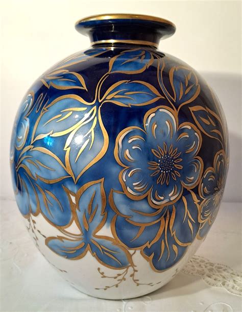 Proantic Camille Tharaud Vase Enamelled Limoges Porcelain Decor Wit