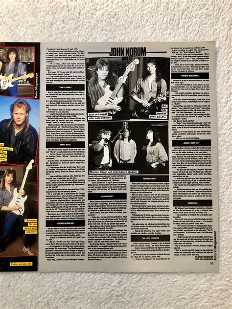 JOHN NORUM 1987 EUROPE Clipping Poster Swedish Music Magazine Okej