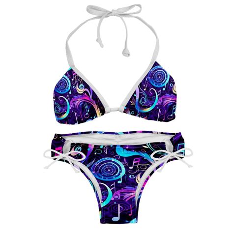 Note Swimsuit Bikini Set With Detachable Sponge And Adjustable Strap