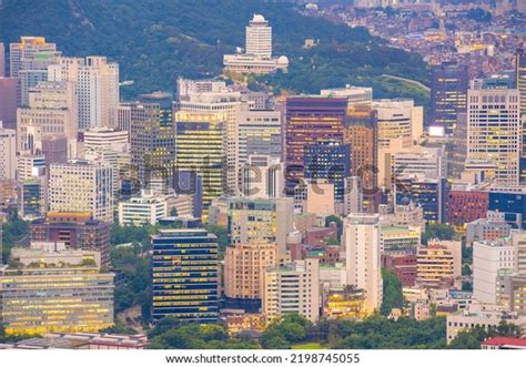 Downtown Seoul City Skyline Cityscape South Stock Photo 2198745055