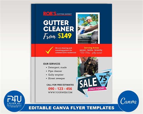 Gutter Cleaning Flyer, DIY Canva Gutter Cleaning Flyer Template 2022, Editable Canva US Letter ...