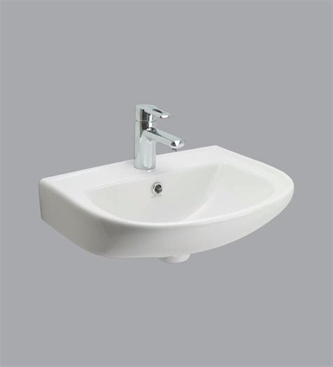 Buy Ceramic U Shape White Wall Mounted Wash Basin H W D