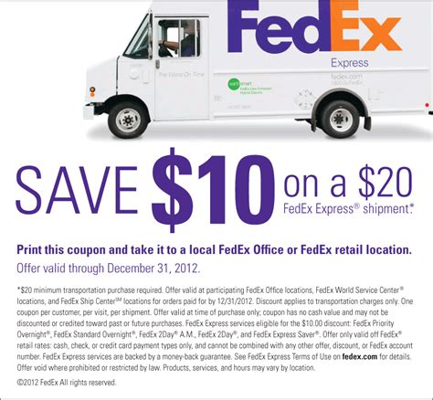 Fedex Printable Coupon