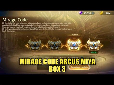 Mirage Code Box Ke Arcus Miya Info Event Next Week Mobile Legends