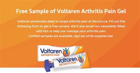 Free Sample of Voltaren Arthritis Pain Gel - Julie's Freebies