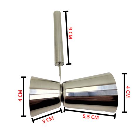 Dosador De Bebidas Duplo A O Inox Cabo Medidor Dose Drink Coquetel