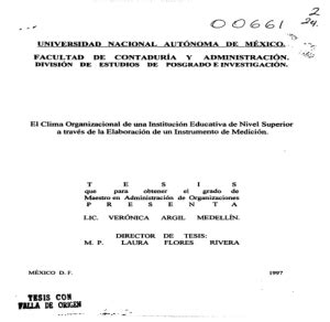 El Clima Organizacional De Una Institucion Educativa De Nivel Superior