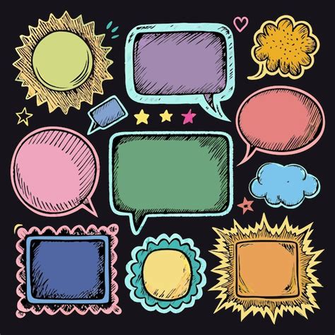 Hand Drawn Colorful Speech Bubbles Set Premium Ai Generated Vector