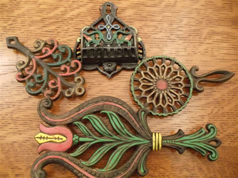 Antique Cast Iron Painted Trivets