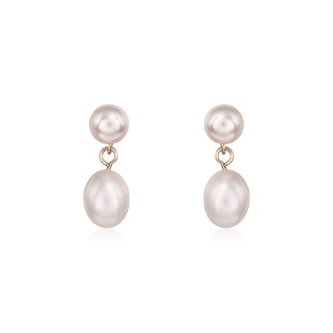 9ct Yellow Gold Pearl Drop Earrings G Collins And Sons