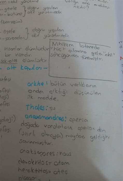 10 sınıf felsefe 1 dönem 2 yazılı için not atın arkadaşlar acil not