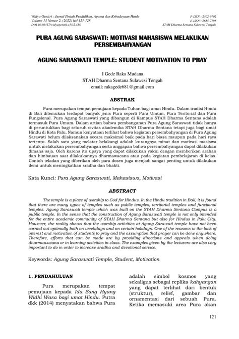 PDF PURA AGUNG SARASWATI MOTIVASI MAHASISWA MELAKUKAN PERSEMBAHYANGAN