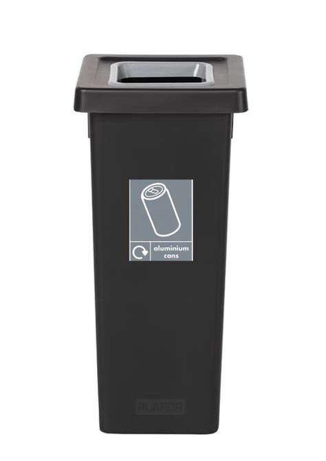 freestanding black recycling bins  colour coded lids