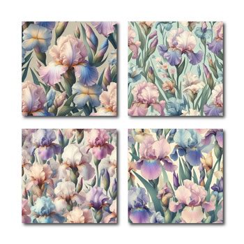 Pastel Iris Flowers Pattern Digital Papers By Elks Art Studio Tpt