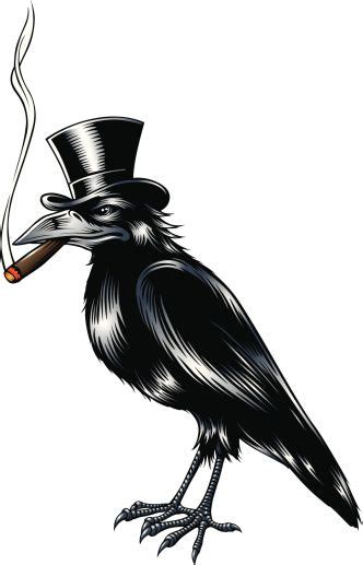 Vector Illustration Of A Crow Smoking A Cigar Arte De Cuervo Tatuaje