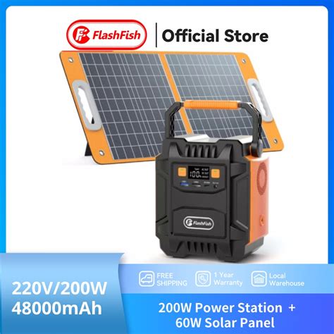 Flashfish Portable Solar Generator 200W Power Station With 60W Foldable