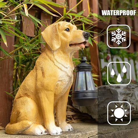 WONDER GARDEN Solar Dog Statue, Outdoor Decor, Garden Animal Figurines ...