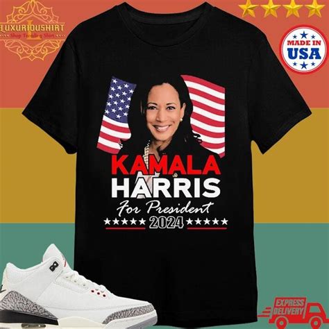 Official Kamala Harris 2024 Harris For President American Flag Gray T