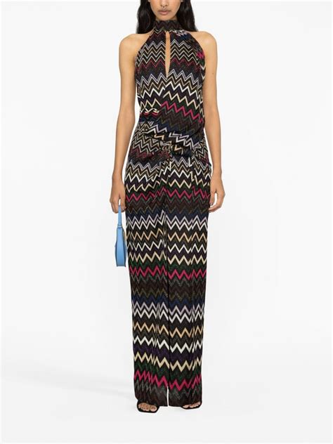 Missoni Zigzag Halterneck Maxi Dress Black Farfetch