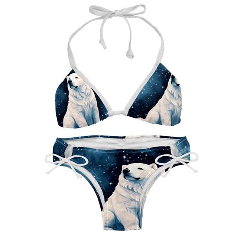 Starry Polar Bear Detachable Sponge Adjustable Strap Bikini Set