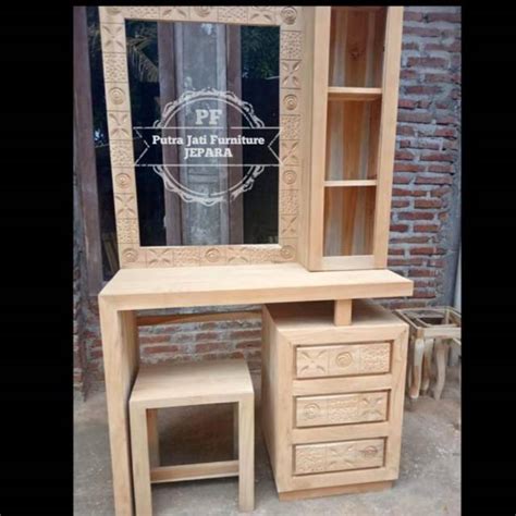 Jual Meja Rias Tolet Kayu Jati Jepara Model Minimalis Shopee Indonesia