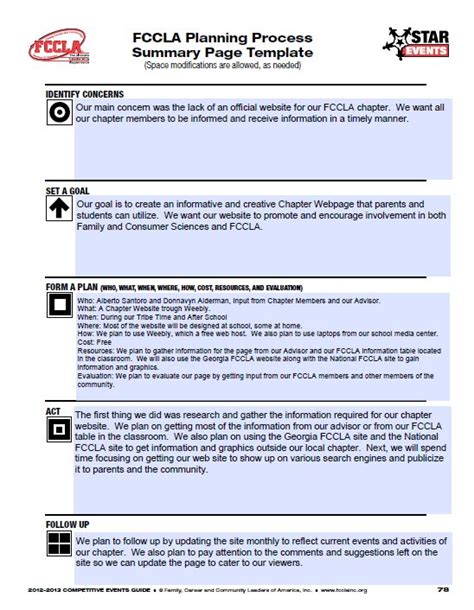 Planning Process Warner Robins Middle Fccla