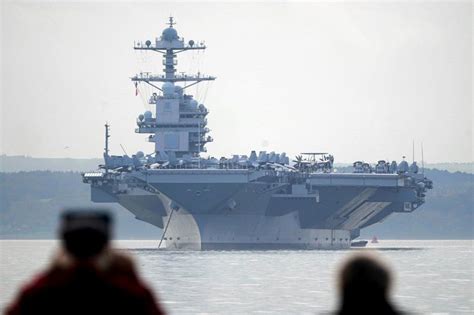 Uss Gerald R Ford Worlds Biggest Warship Arrives Off Portsmouth Bbc