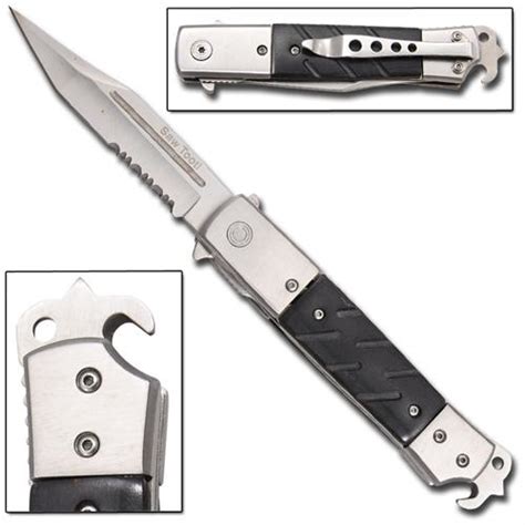 Hidden Release Dual Action Automatic Knife Tanto Ser Saw Tooth