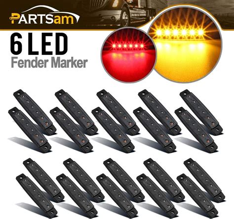 Partsam 20pcs 3 8 Thin Line Led Marker Clearance Lights Amber Red Smoked Surface