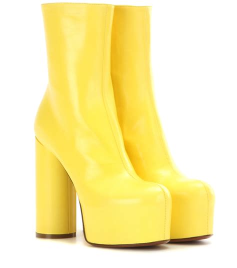 Vetements Leather Platform Boots In Yellow Lyst