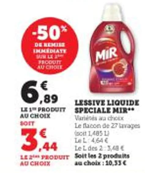 Promo LESSIVE LIQUIDE SPECIALE MIR Variés au choix Le flacon de 27