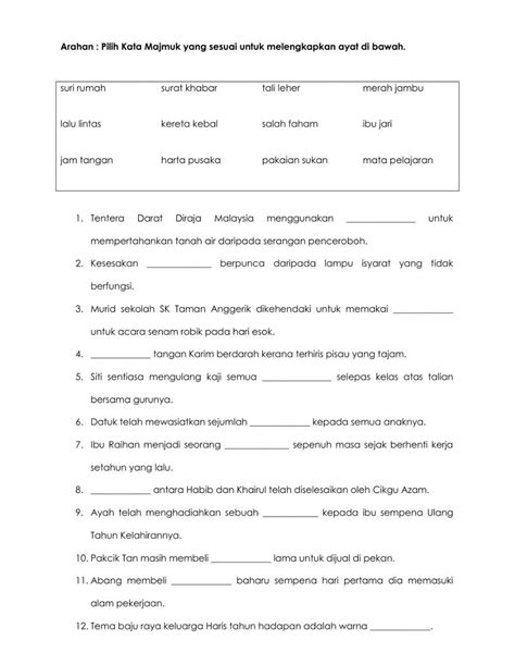 Kata Majmuk Bebas interactive worksheet | Interactive, Workbook, Online ...