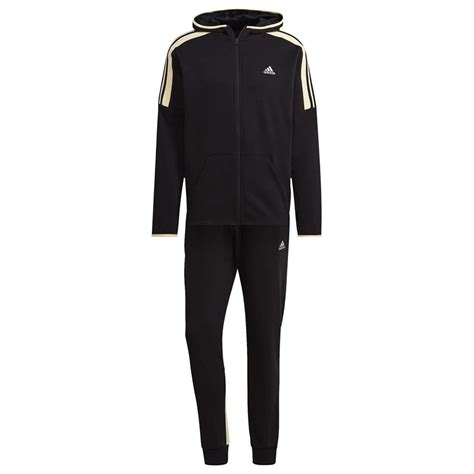 Adidas Uomo Tuta Completa MTS Fleece CB Nero Felpata Con Cappuccio