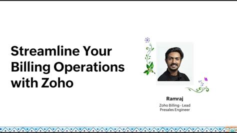 Streamline Your Billing Operations With Zoho Billing Ramraj Youtube