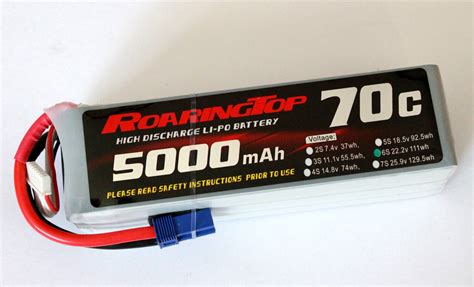 Roaring Top 70C 5000mAh 6S 22 2V LiPo Battery Pack With EC5 Plug