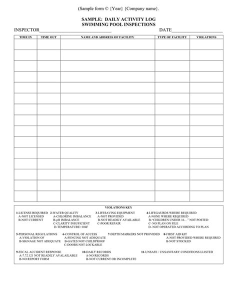 Printable Pool Inspection And Evaluation Form Printable Forms Free Online