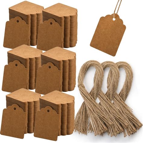 Lot De Tiquettes De Prix En Papier Kraft Avec Ficelle De Jute