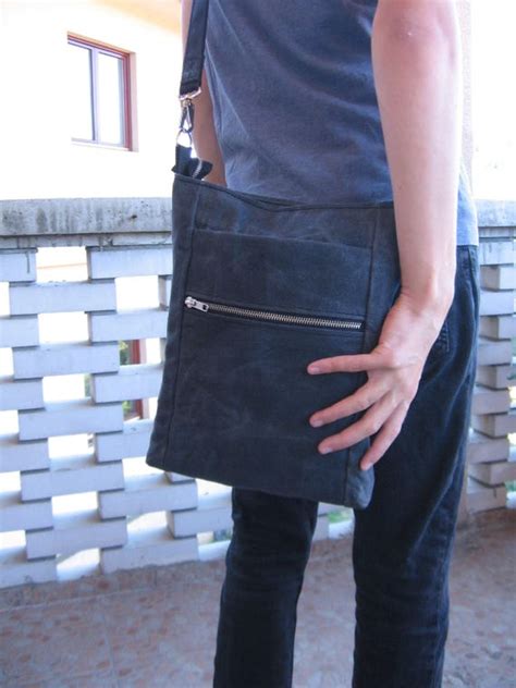 Waxed Canvas Bag Mens Canvas Bag Crossbody Bag Waxed Canvas Etsy