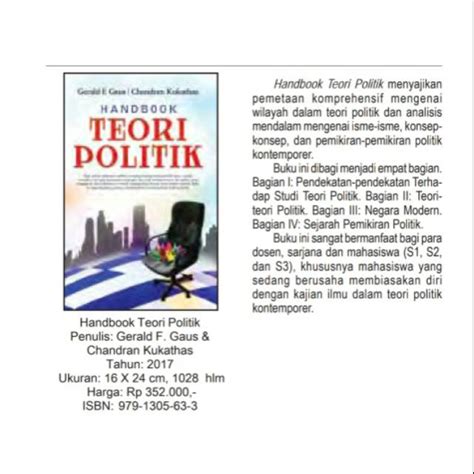 Jual Handbook Teori Politik Gerald F Gaus Chandran Kukathas ORI